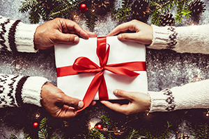 Christmas couple,Family,holding hands ,gift box,present,surprise, Holiday People,Celebration New Year,Festive lifestyle