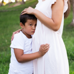 boy scared anxious shy mother little