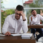 man office unhappy frustrated workplace failing sad